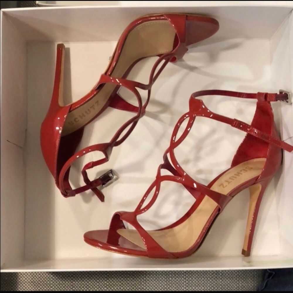 Schutz Rania Heel in Scarlet Red